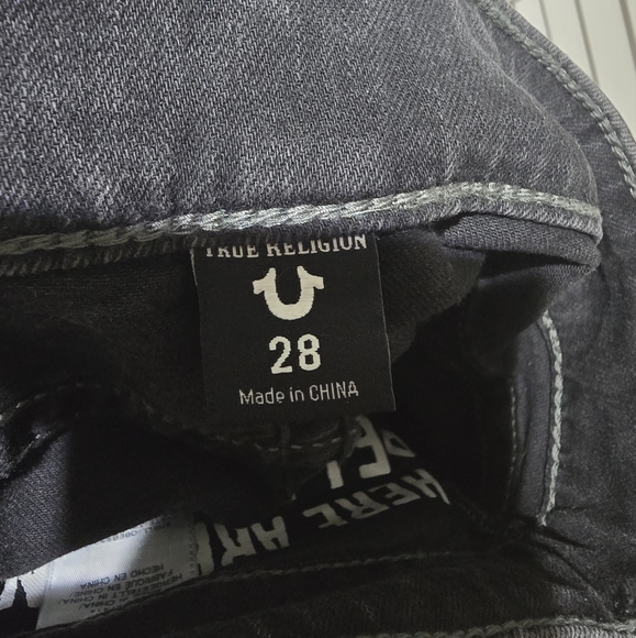 True Religion FINN FRAYED SKINNY MENS JEAN Black zippers size 28 - Picture 11 of 15